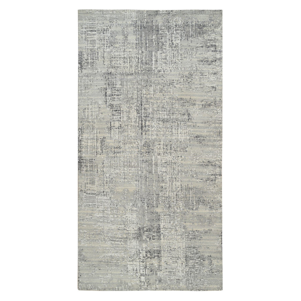 Gray 6'0" x 11'10" Modern and Contemporary Hand knotted Wool Rug - Sku: O064688