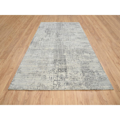 Modern and Contemporary Wool Hand Knotted Rug Grey No Border 6.0X11.10 -O064688