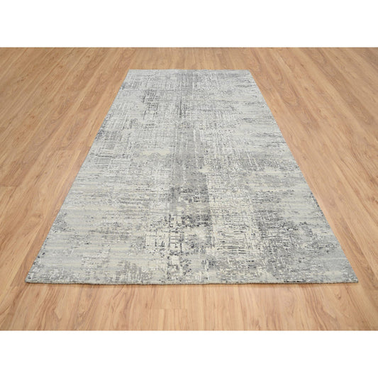 Modern and Contemporary Wool Hand Knotted Rug Grey No Border 6.0X11.10 -O064688