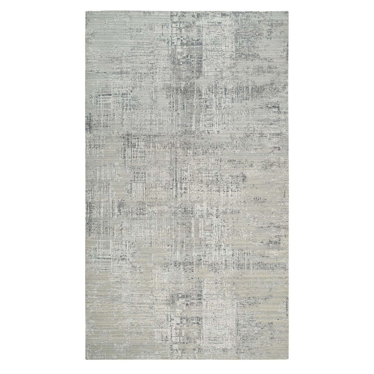 Gray 8'1" x 16'0" Modern and Contemporary Hand knotted Wool Rug - Sku: O064689