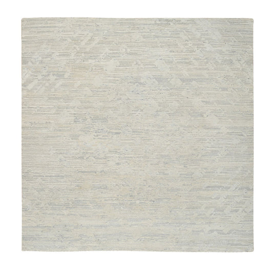 Modern and Contemporary Wool Hand Knotted Rug Grey No Border 8.1X8.1 -O064690