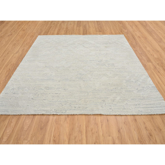 Modern and Contemporary Wool Hand Knotted Rug Grey No Border 8.1X8.1 -O064690