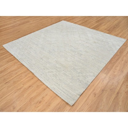 Modern and Contemporary Wool Hand Knotted Rug Grey No Border 8.1X8.1 -O064690