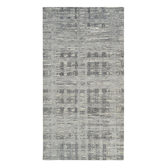 Modern and Contemporary Wool Hand Knotted Rug Grey No Border 6.2X12.0 -O064691
