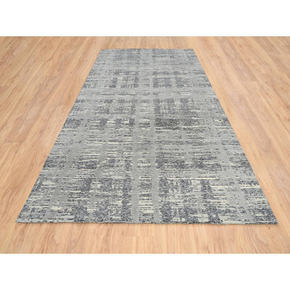 Modern and Contemporary Wool Hand Knotted Rug Grey No Border 6.2X12.0 -O064691