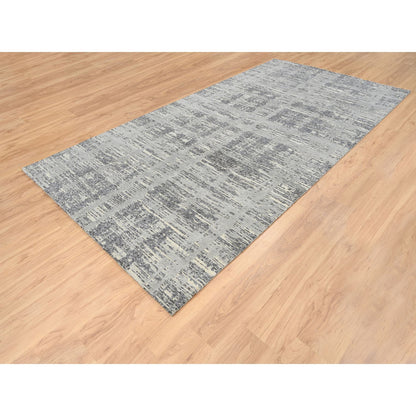 Modern and Contemporary Wool Hand Knotted Rug Grey No Border 6.2X12.0 -O064691