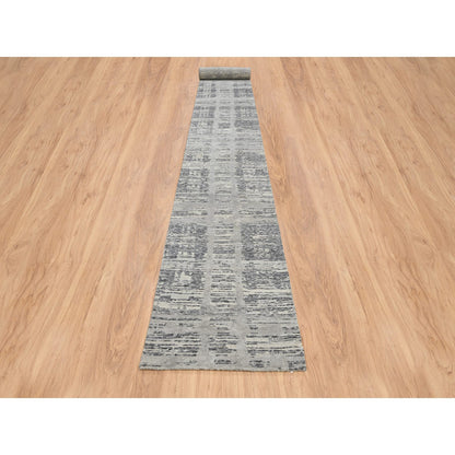 Modern and Contemporary Wool Hand Knotted Rug Grey No Border 2.6X22.0 -O064695