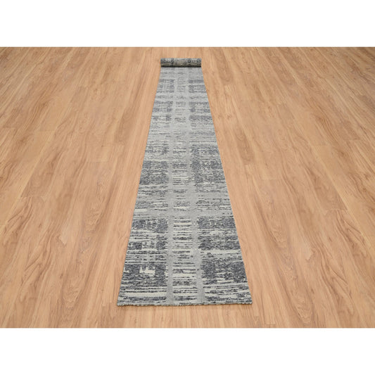 Modern and Contemporary Wool Hand Knotted Rug Grey No Border 2.6X20.0 -O064697