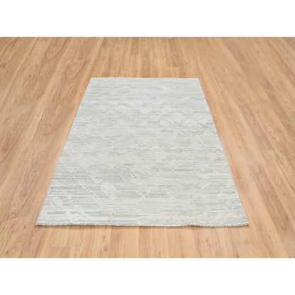 Modern and Contemporary Wool Hand Knotted Rug Grey No Border 5.1X7.3 -O064699