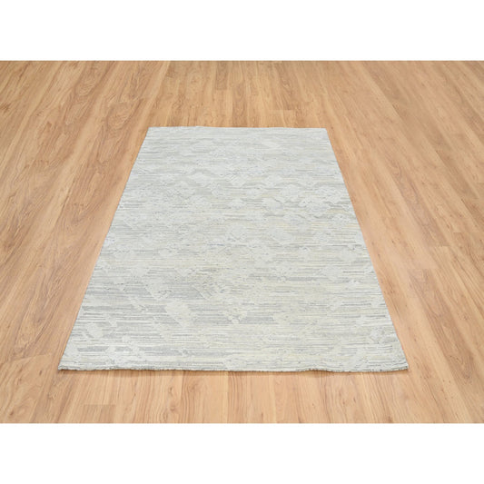 Modern and Contemporary Wool Hand Knotted Rug Grey No Border 5.1X7.3 -O064699