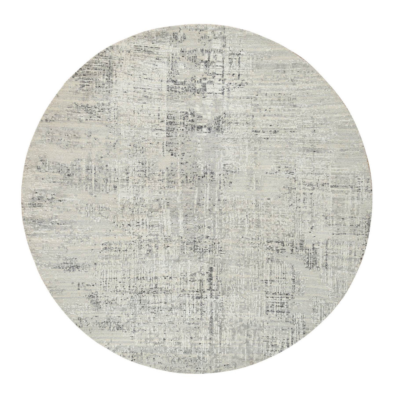 Modern and Contemporary Wool Hand Knotted Rug Grey No Border 7.10X7.10 -O064700
