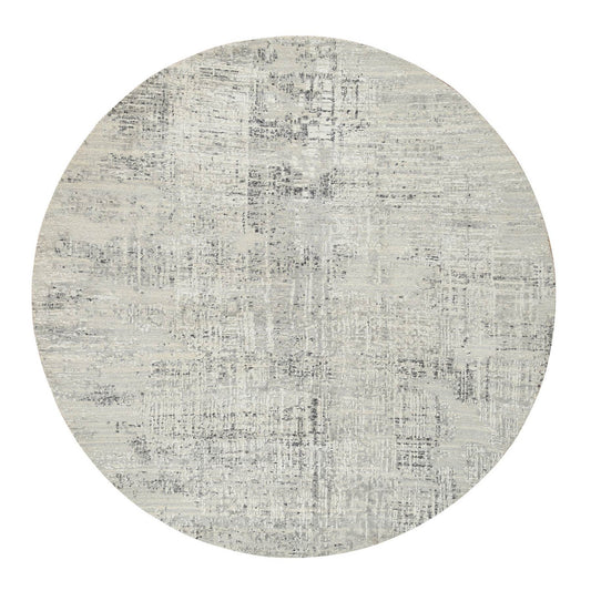 Modern and Contemporary Wool Hand Knotted Rug Grey No Border 7.10X7.10 -O064700