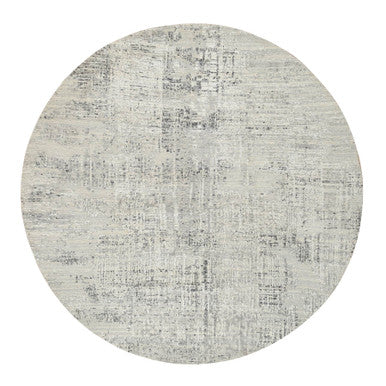 Modern and Contemporary Wool Hand Knotted Rug Grey No Border 7.10X7.10 -O064700