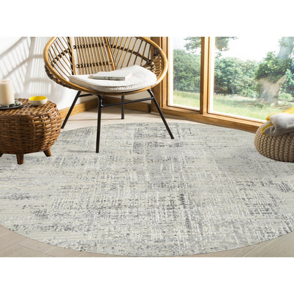 Modern and Contemporary Wool Hand Knotted Rug Grey No Border 7.10X7.10 -O064700
