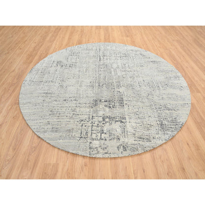 Modern and Contemporary Wool Hand Knotted Rug Grey No Border 7.10X7.10 -O064700