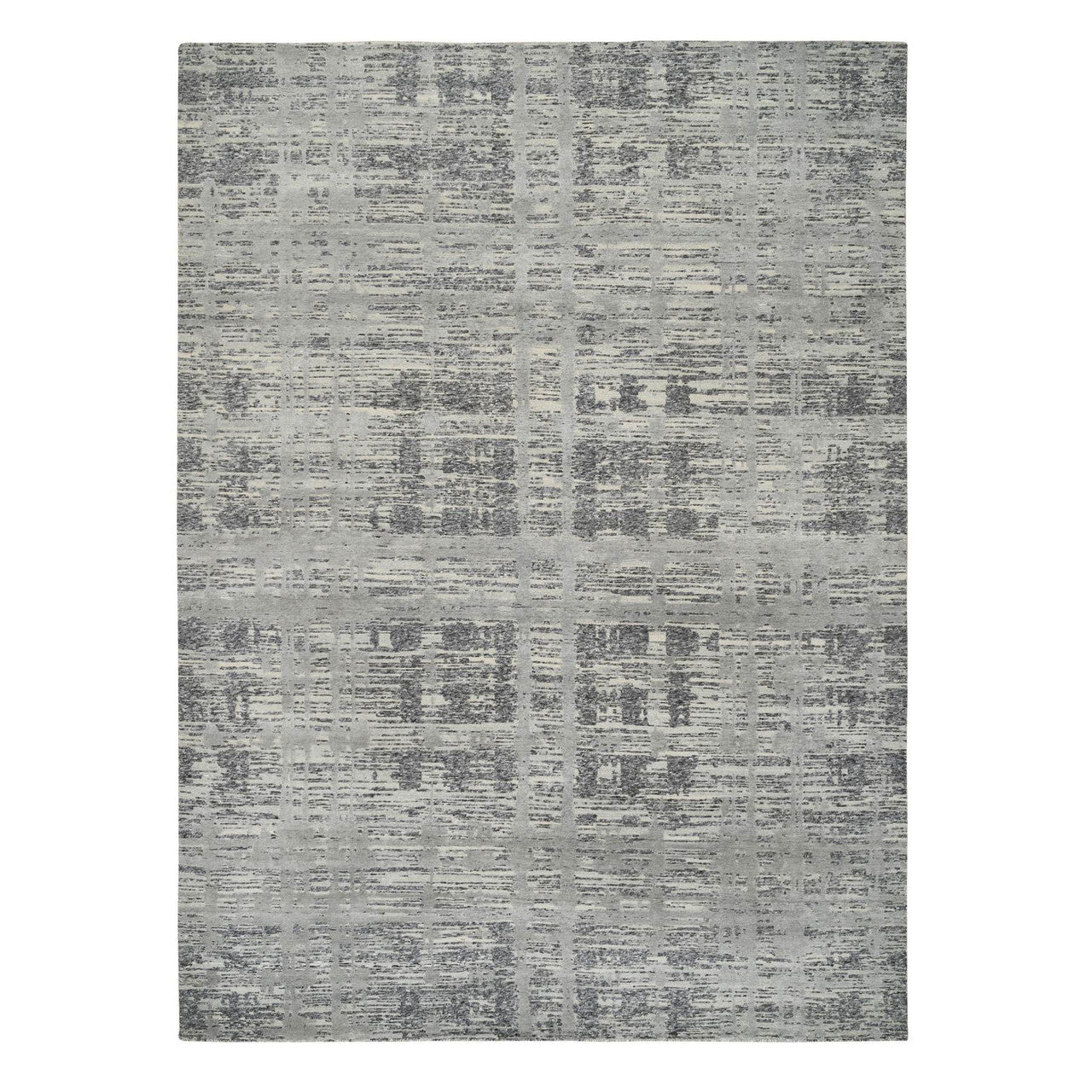 Gray 9'2" x 11'10" Modern and Contemporary Hand knotted Wool Rug - Sku: O064704
