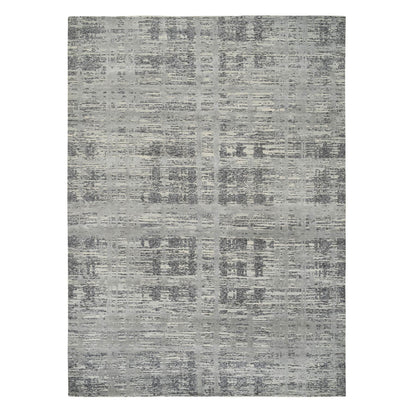Modern and Contemporary Wool Hand Knotted Rug Grey No Border 9.2X11.10 -O064704