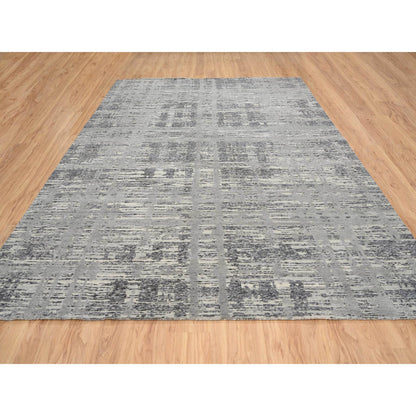 Modern and Contemporary Wool Hand Knotted Rug Grey No Border 9.2X11.10 -O064704