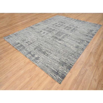 Modern and Contemporary Wool Hand Knotted Rug Grey No Border 9.2X11.10 -O064704