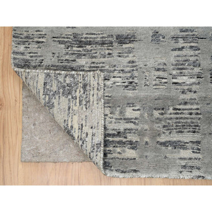 Modern and Contemporary Wool Hand Knotted Rug Grey No Border 9.2X11.10 -O064704