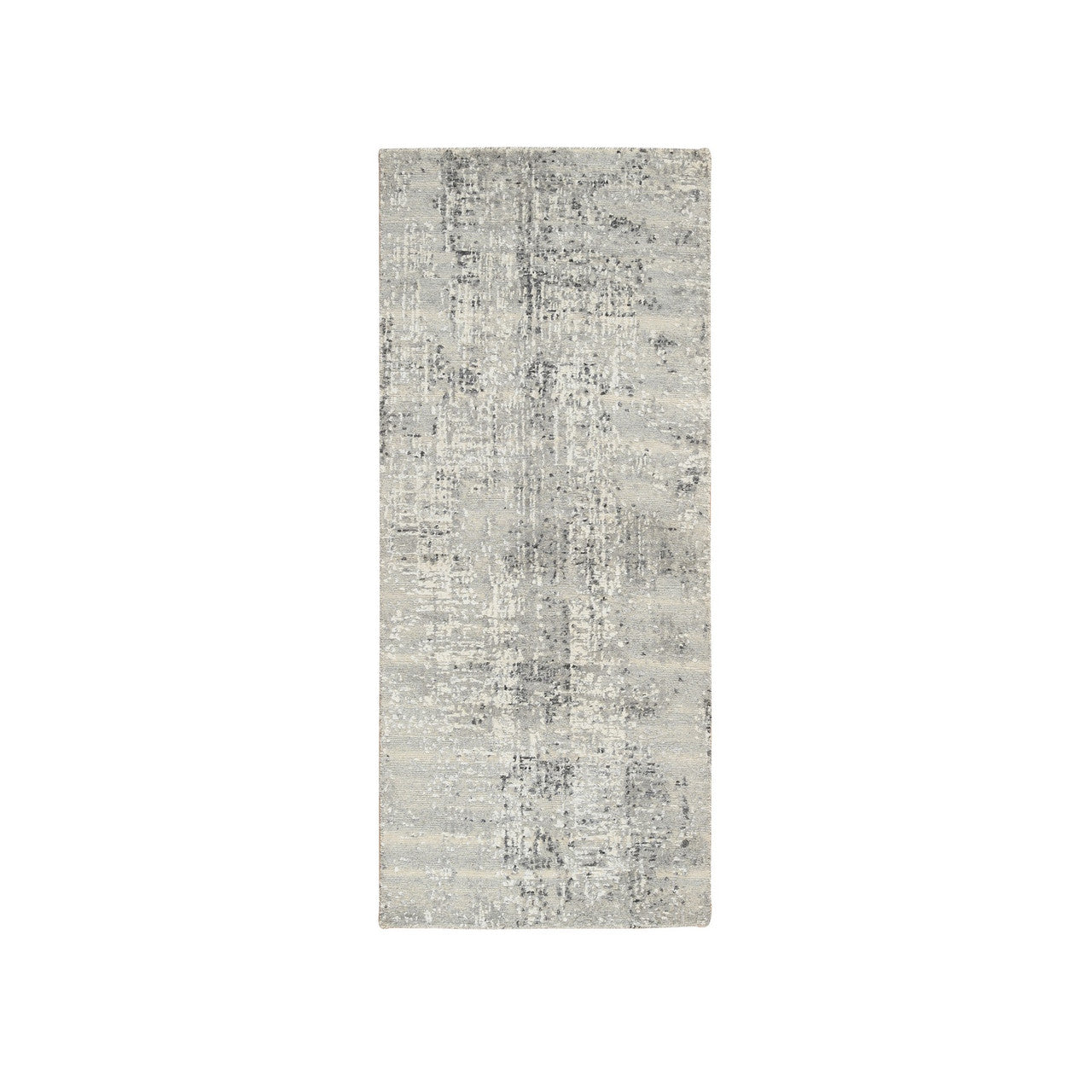 Gray 2'7" x 6'0" Modern and Contemporary Hand knotted Wool Rug - Sku: O064705