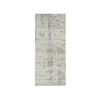 Modern and Contemporary Wool Hand Knotted Rug Grey No Border 2.6X6.0 -O064707