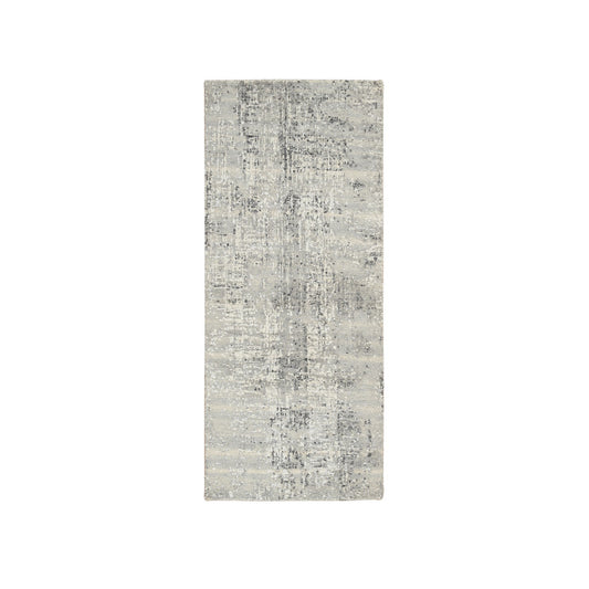 Modern and Contemporary Wool Hand Knotted Rug Grey No Border 2.6X6.0 -O064707
