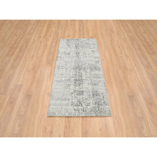 Modern and Contemporary Wool Hand Knotted Rug Grey No Border 2.6X6.0 -O064707