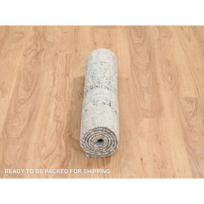 Modern and Contemporary Wool Hand Knotted Rug Grey No Border 2.6X6.0 -O064707