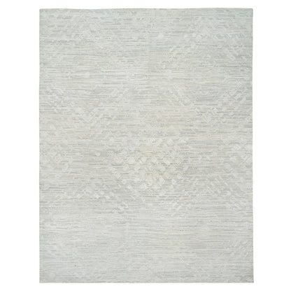 Modern and Contemporary Wool Hand Knotted Rug Grey No Border 14.1X18.0 -O064709