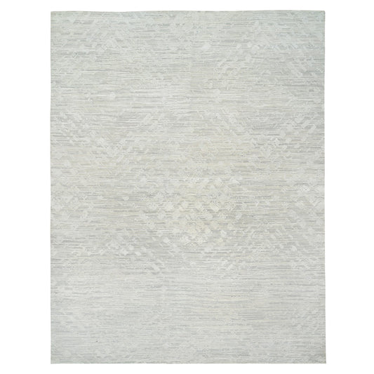 Modern and Contemporary Wool Hand Knotted Rug Grey No Border 14.1X18.0 -O064709