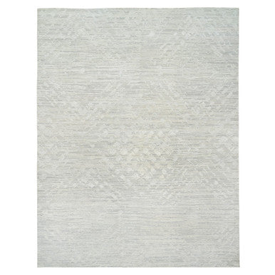 Modern and Contemporary Wool Hand Knotted Rug Grey No Border 14.1X18.0 -O064709