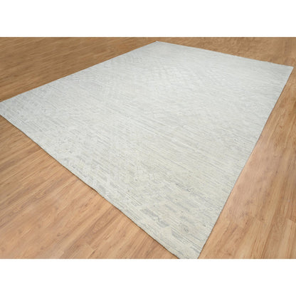 Modern and Contemporary Wool Hand Knotted Rug Grey No Border 14.1X18.0 -O064709