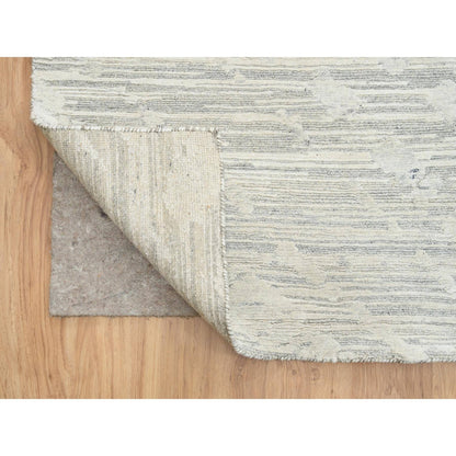 Modern and Contemporary Wool Hand Knotted Rug Grey No Border 14.1X18.0 -O064709