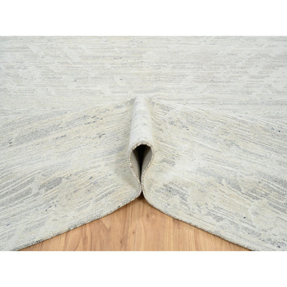 Modern and Contemporary Wool Hand Knotted Rug Grey No Border 14.1X18.0 -O064709