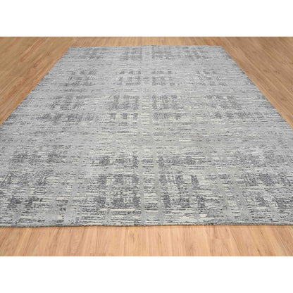 Modern and Contemporary Wool Hand Knotted Rug Grey No Border 13.7X14.0 -O064710