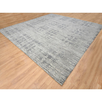 Modern and Contemporary Wool Hand Knotted Rug Grey No Border 13.7X14.0 -O064710