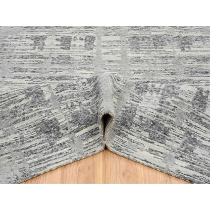Modern and Contemporary Wool Hand Knotted Rug Grey No Border 13.7X14.0 -O064710