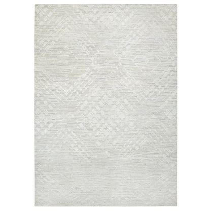 Modern and Contemporary Wool Hand Knotted Rug Grey No Border 14.0X19.9 -O064712