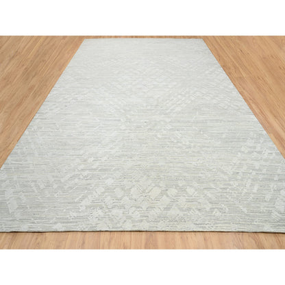 Modern and Contemporary Wool Hand Knotted Rug Grey No Border 14.0X19.9 -O064712