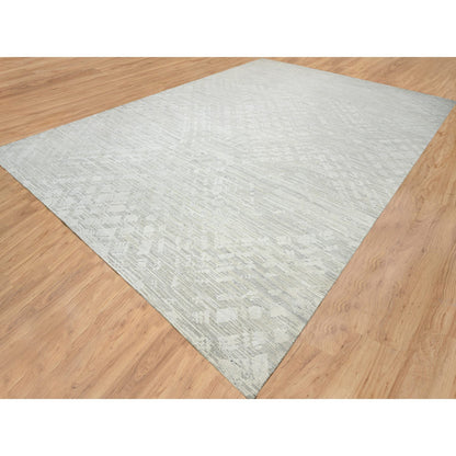 Modern and Contemporary Wool Hand Knotted Rug Grey No Border 14.0X19.9 -O064712