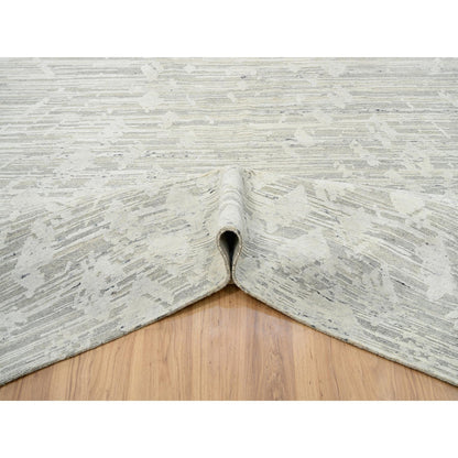 Modern and Contemporary Wool Hand Knotted Rug Grey No Border 14.0X19.9 -O064712