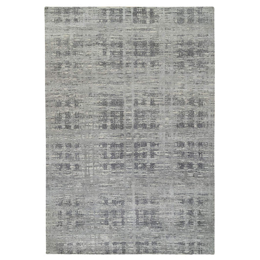 Modern and Contemporary Wool Hand Knotted Rug Grey No Border 12.0X18.3 -O064714