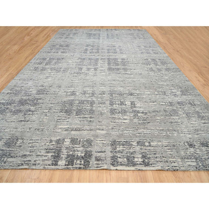 Modern and Contemporary Wool Hand Knotted Rug Grey No Border 12.0X18.3 -O064714