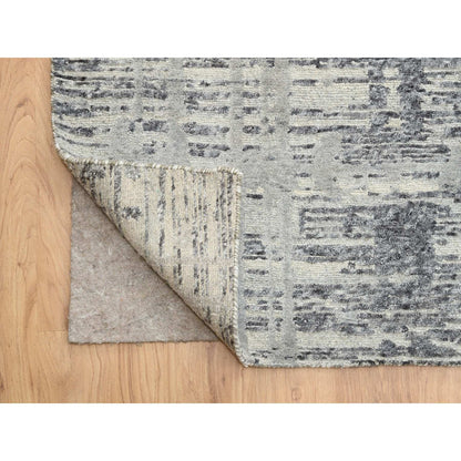 Modern and Contemporary Wool Hand Knotted Rug Grey No Border 13.10X20.2 -O064715