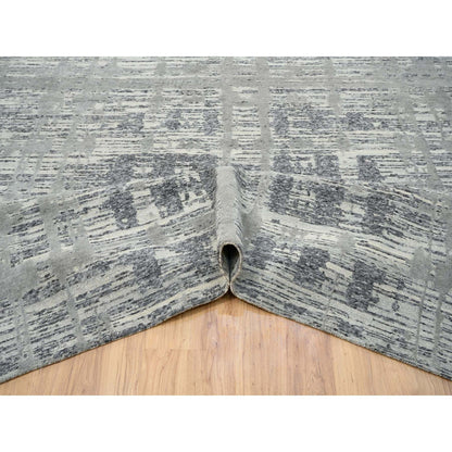 Modern and Contemporary Wool Hand Knotted Rug Grey No Border 13.10X20.2 -O064715