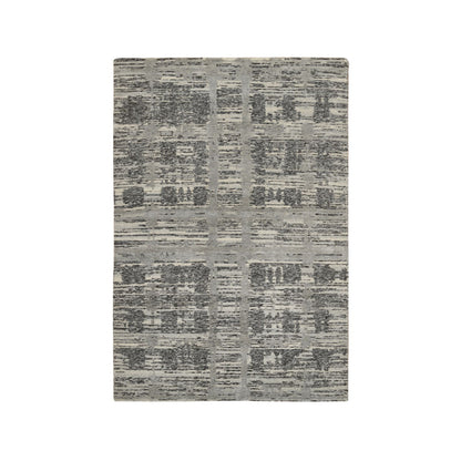 Modern and Contemporary Wool Hand Knotted Rug Grey No Border 4.0X6.1 -O064717