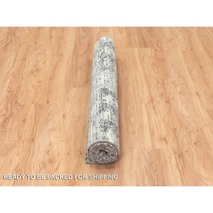 Modern and Contemporary Wool Hand Knotted Rug Grey No Border 4.0X6.1 -O064717