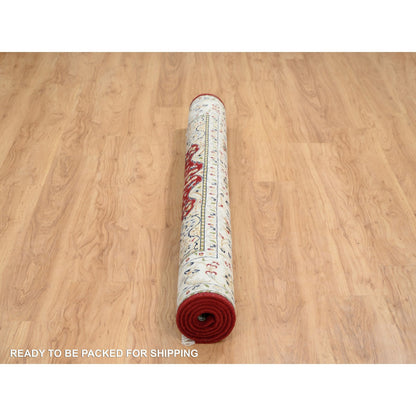 Fine Oriental Wool Hand Knotted Rug Red Ivory 5.9X6.0 -O064724