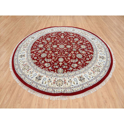 Fine Oriental Wool Hand Knotted Rug Red Ivory 9.1X9.1 -O064728